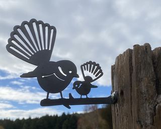 Metal Native Birds cut from thick corten steel made in New Zealand